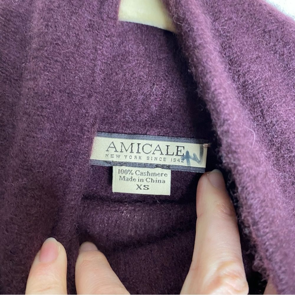 Amicale Cashmere Cowl Neck Sweater Burgundy XS - Picture 3 of 5
